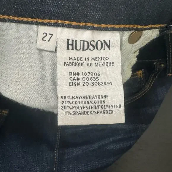 NWT Hudson Mid Rise Tilda Ankle Cigarette Leg Jeans Dark Wash Blue Womens Sze 27 - Picture 12 of 13